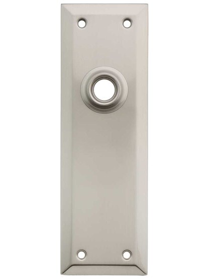 Stamped Brass New York Door Plate in Satin Nickel.